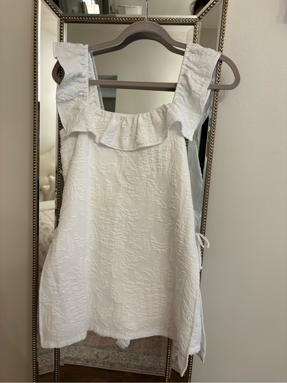 Lilly Pulitzer White Textured Ruffle Tank
